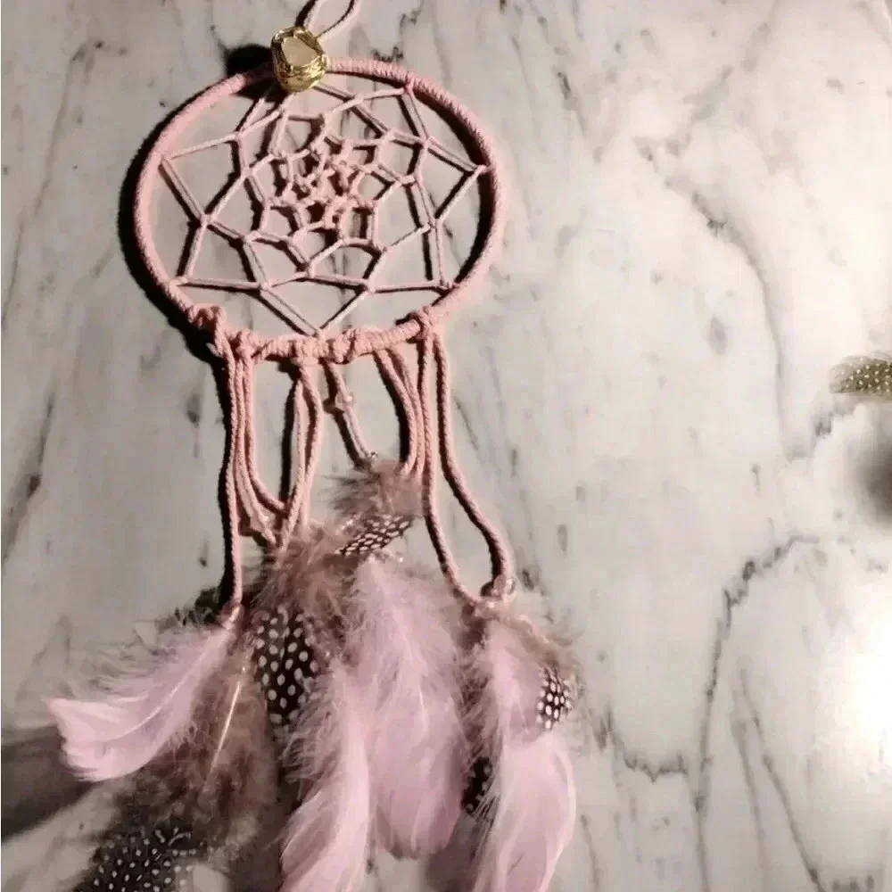 Lorena Espinoza Design handmade dream catcher with gemstone in pink